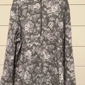 Floral Print Quarter-Zip Pullover